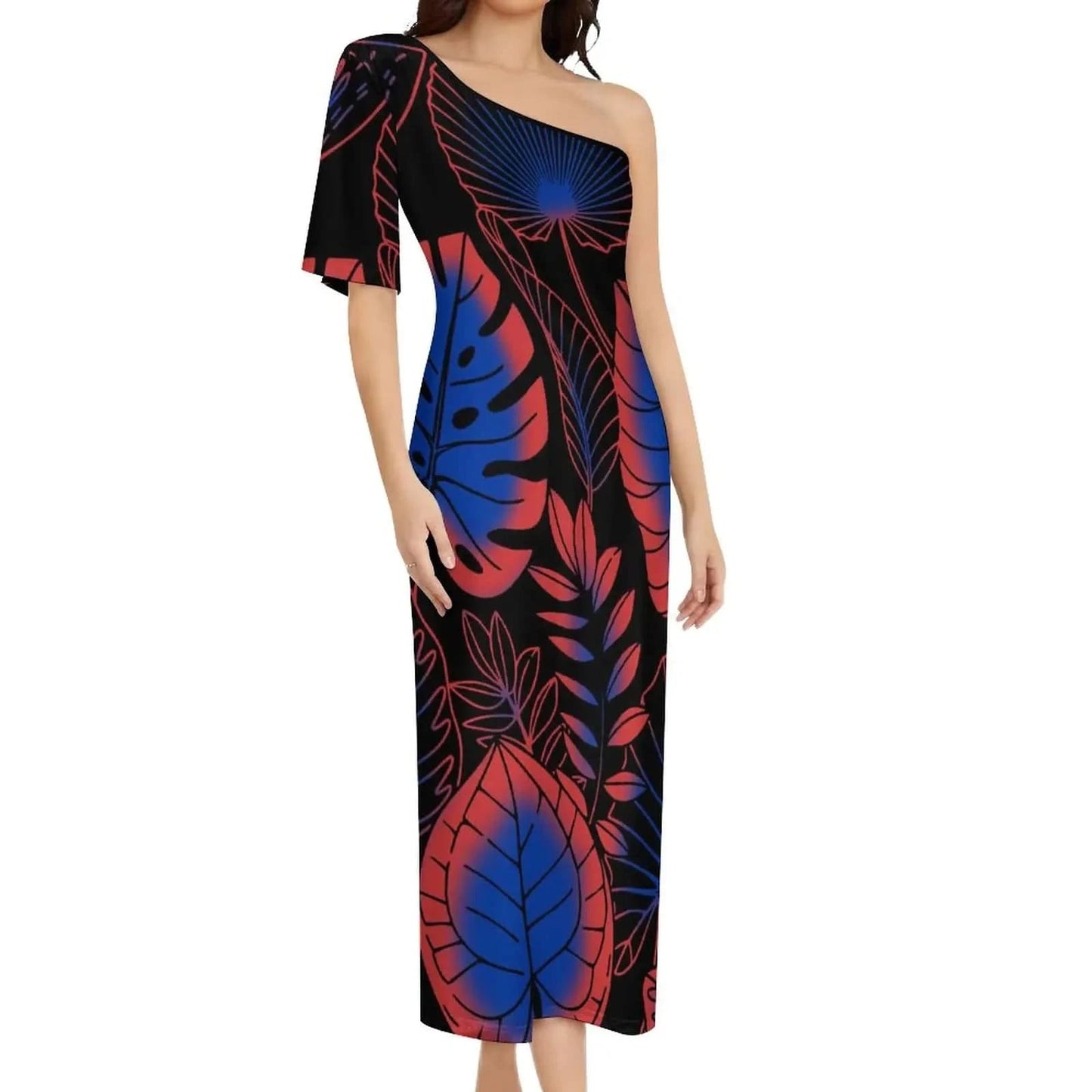 Wholesale Print Polynesian Dress Evening Wedding Party Dress Lady Elegant Plus Size Sexy Bodycon Long Samoan Dress