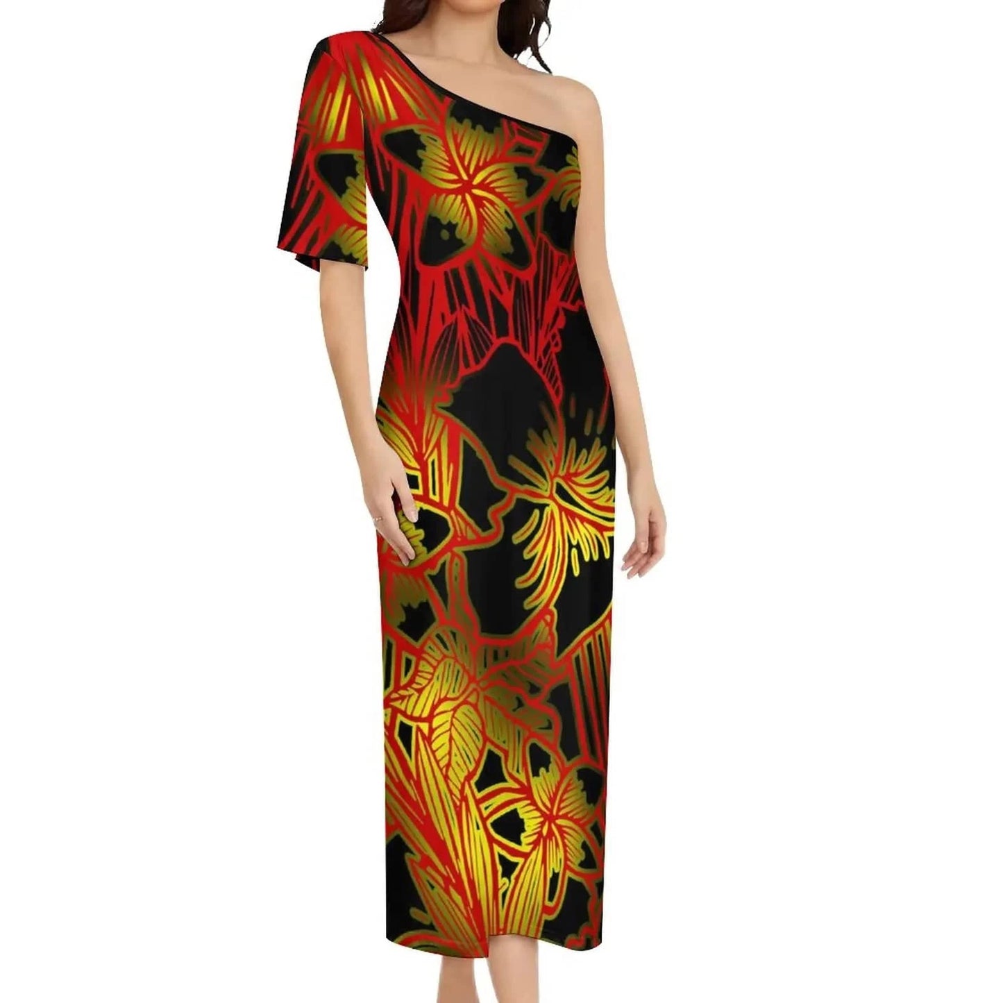Wholesale Print Polynesian Dress Evening Wedding Party Dress Lady Elegant Plus Size Sexy Bodycon Long Samoan Dress