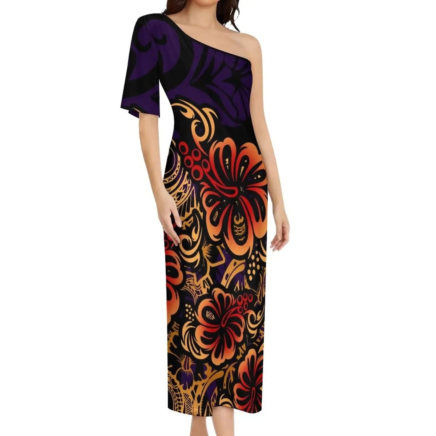Wholesale Print Polynesian Dress Evening Wedding Party Dress Lady Elegant Plus Size Sexy Bodycon Long Samoan Dress
