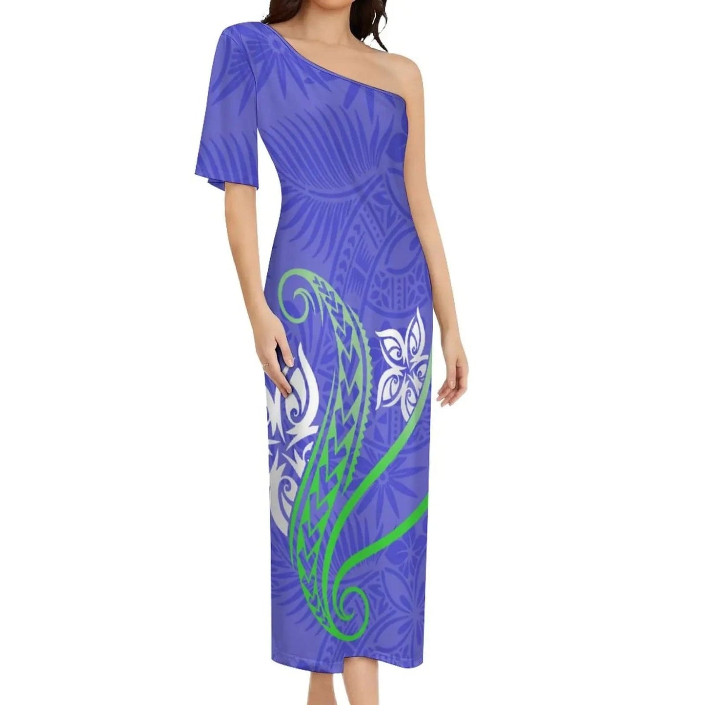 Wholesale Print Polynesian Dress Evening Wedding Party Dress Lady Elegant Plus Size Sexy Bodycon Long Samoan Dress