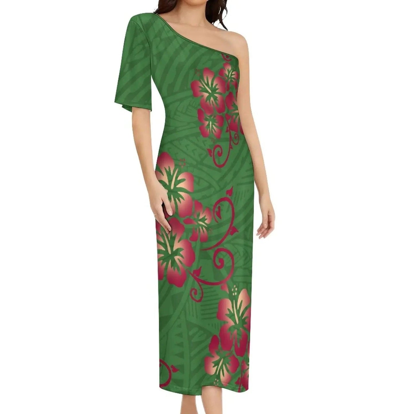 Wholesale Print Polynesian Dress Evening Wedding Party Dress Lady Elegant Plus Size Sexy Bodycon Long Samoan Dress