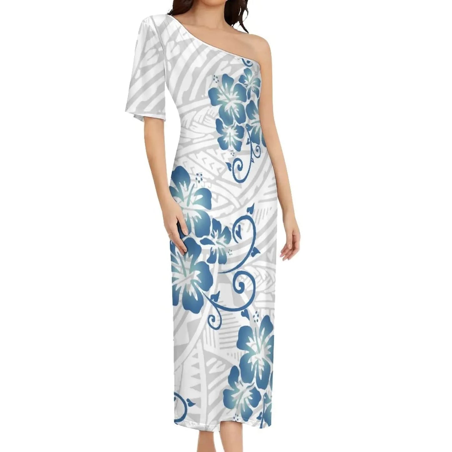 Wholesale Print Polynesian Dress Evening Wedding Party Dress Lady Elegant Plus Size Sexy Bodycon Long Samoan Dress