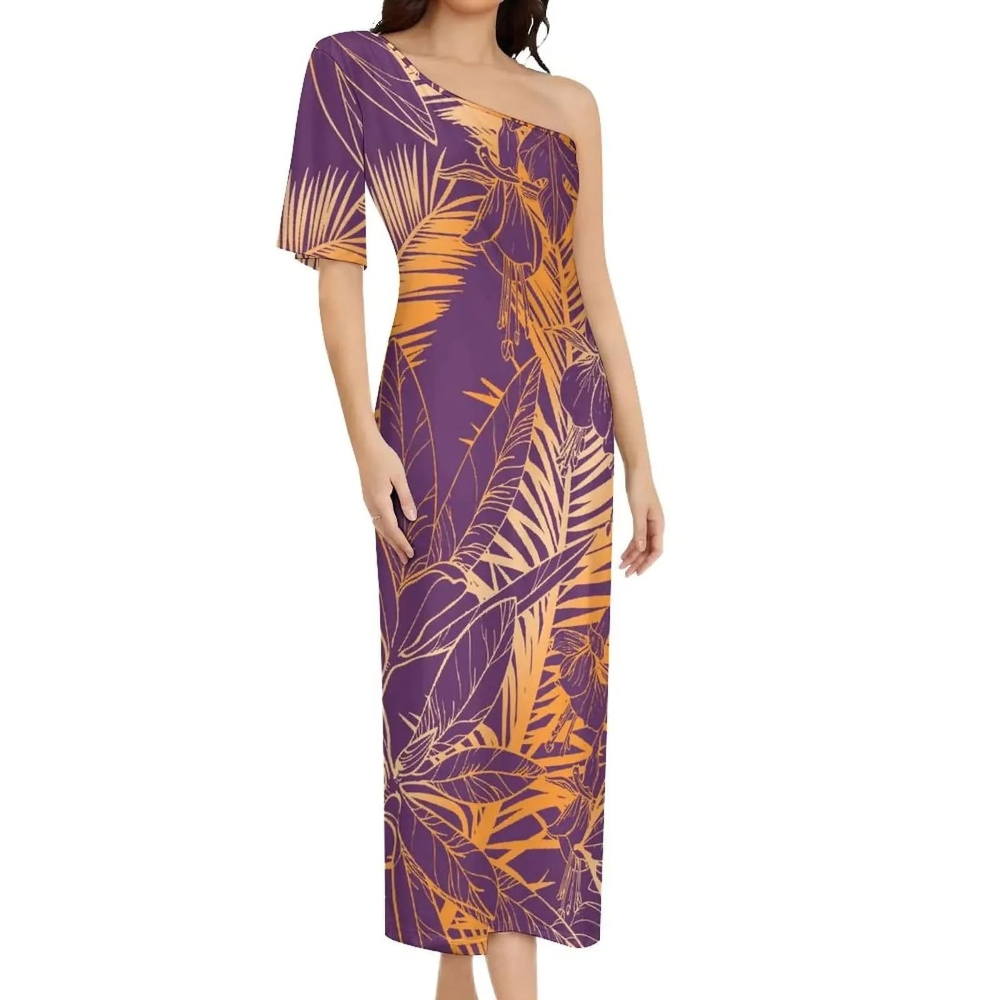 Wholesale Print Polynesian Dress Evening Wedding Party Dress Lady Elegant Plus Size Sexy Bodycon Long Samoan Dress