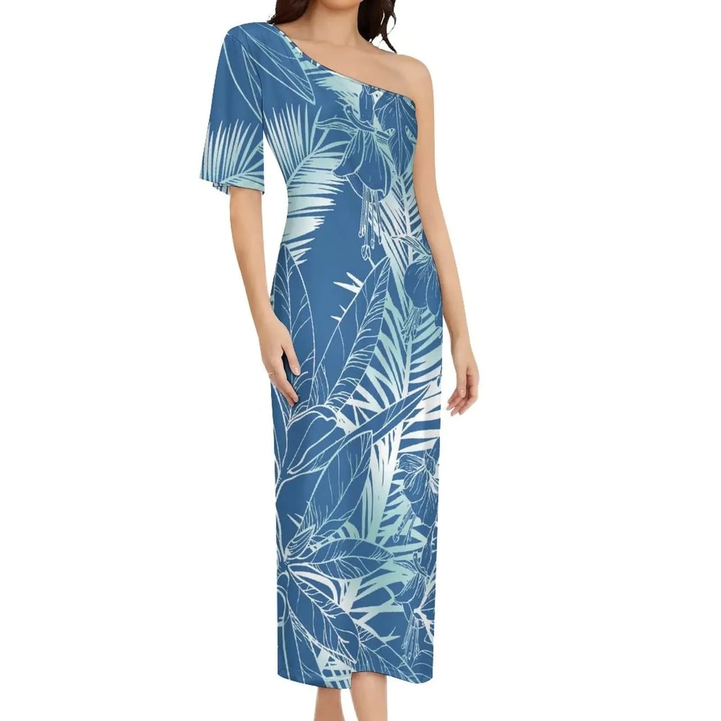 Wholesale Print Polynesian Dress Evening Wedding Party Dress Lady Elegant Plus Size Sexy Bodycon Long Samoan Dress