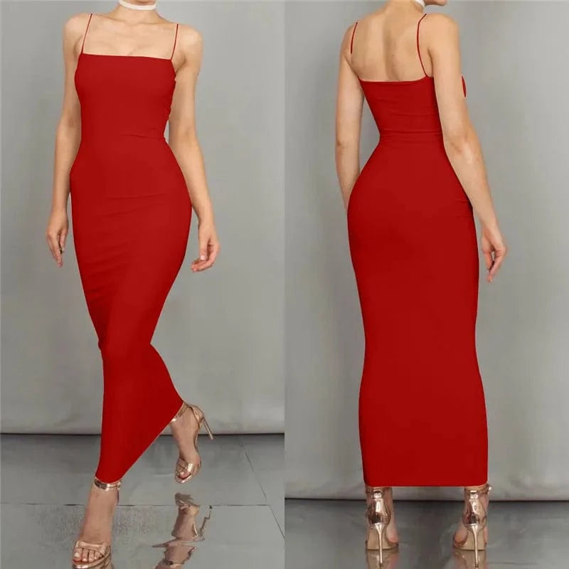 Wholesale Summer Sexy Night Club Party Dress Women Sleeveless Backless Solid Bodycon Straps Casual Dresses