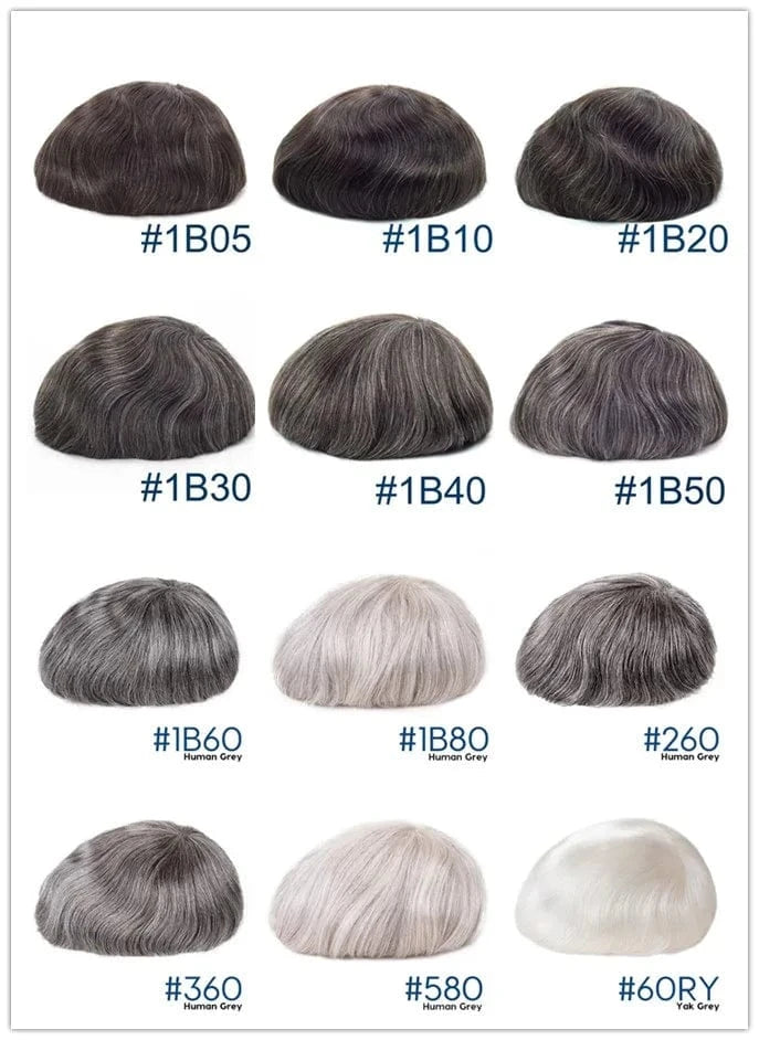 wholesale super thin skin grey hair men hair wigs men toupee human hair toupee for men