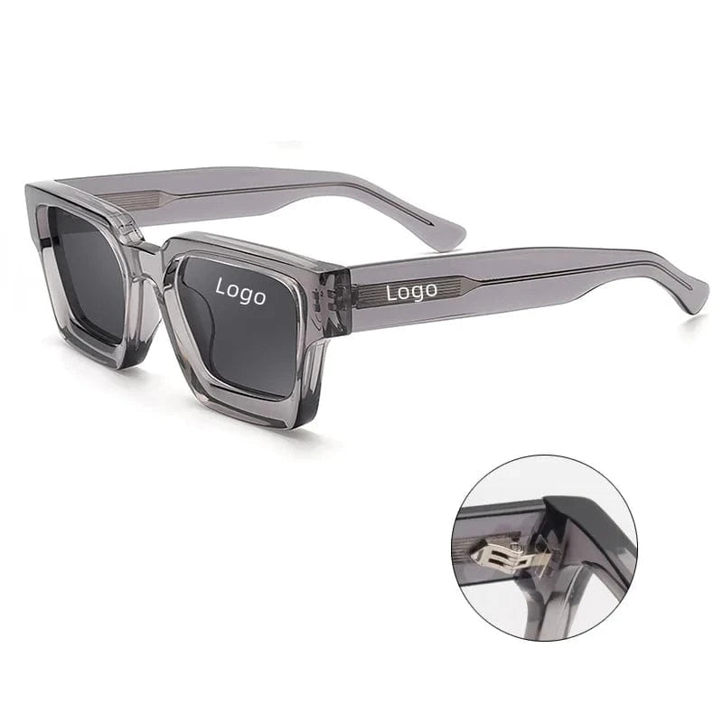 Wholesale Vintage Trendy 2024 handmade custom logo square oversized Oem high quality italian thick polarized acetate sunglasses