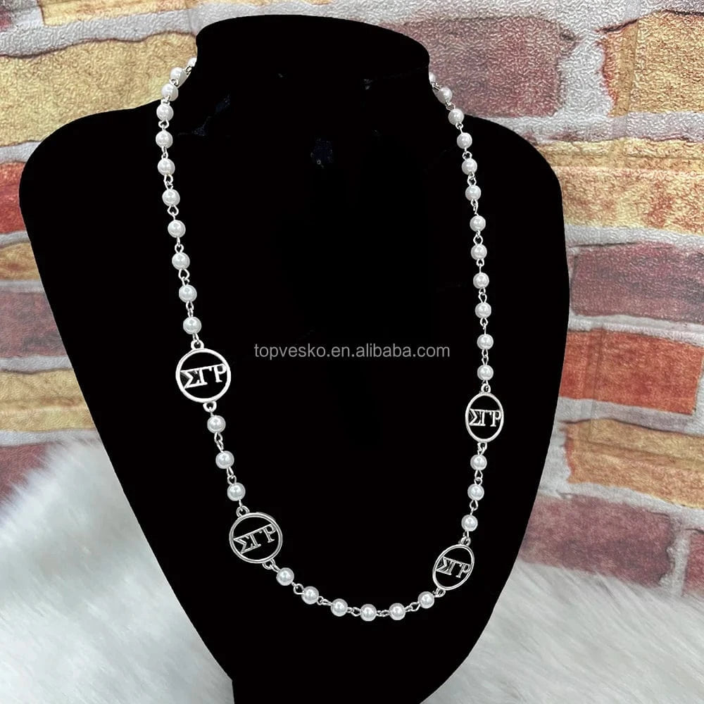 Wholesale Women Set Jewelry Greek Sorority Europe and America Hot Selling SGR Letter Pearl Necklace Earring