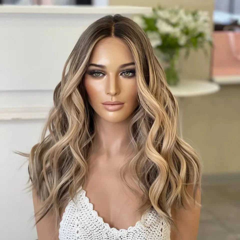 Wig 8 / 8 Inches Clip In Hair Dark Brown Highlight Color Short Bob Wave Cut Wig Virgin European Cuticle Human Hair Lace Front Wigs