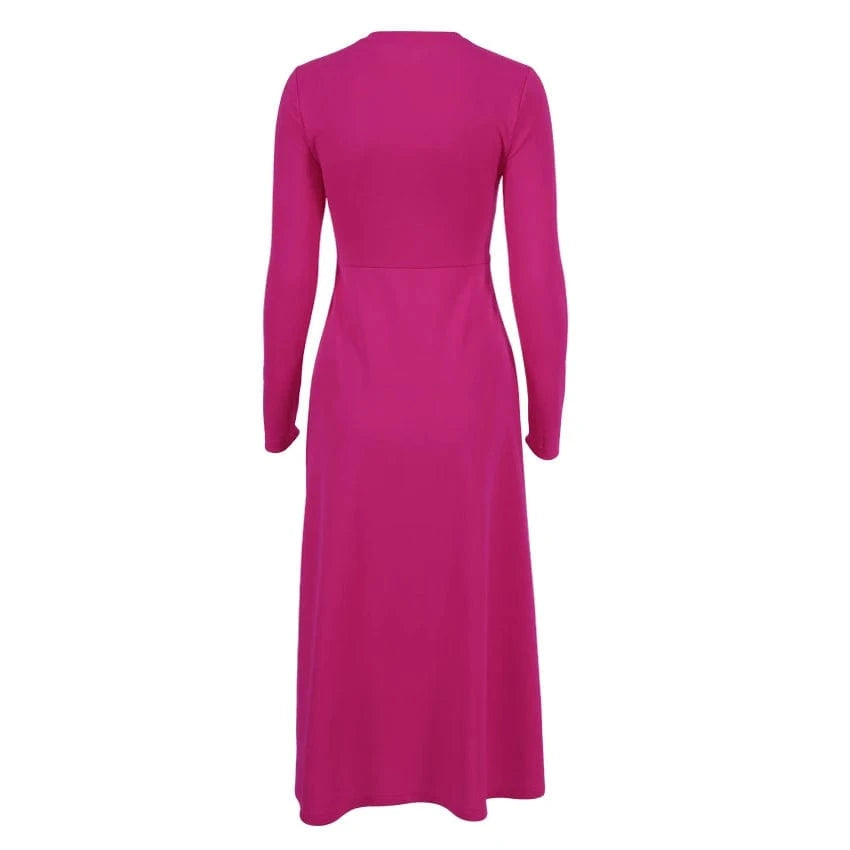 Winter Dress Ladies Office Elastic Casual Midi Dress Sexy Slit Women Knitted Cotton Dress