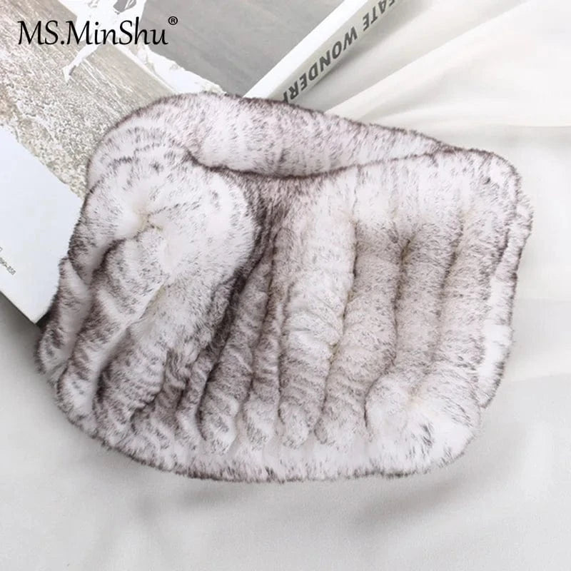Winter Elastic Neck Ring Ear Warmer Rex Rabbit Fur Headband