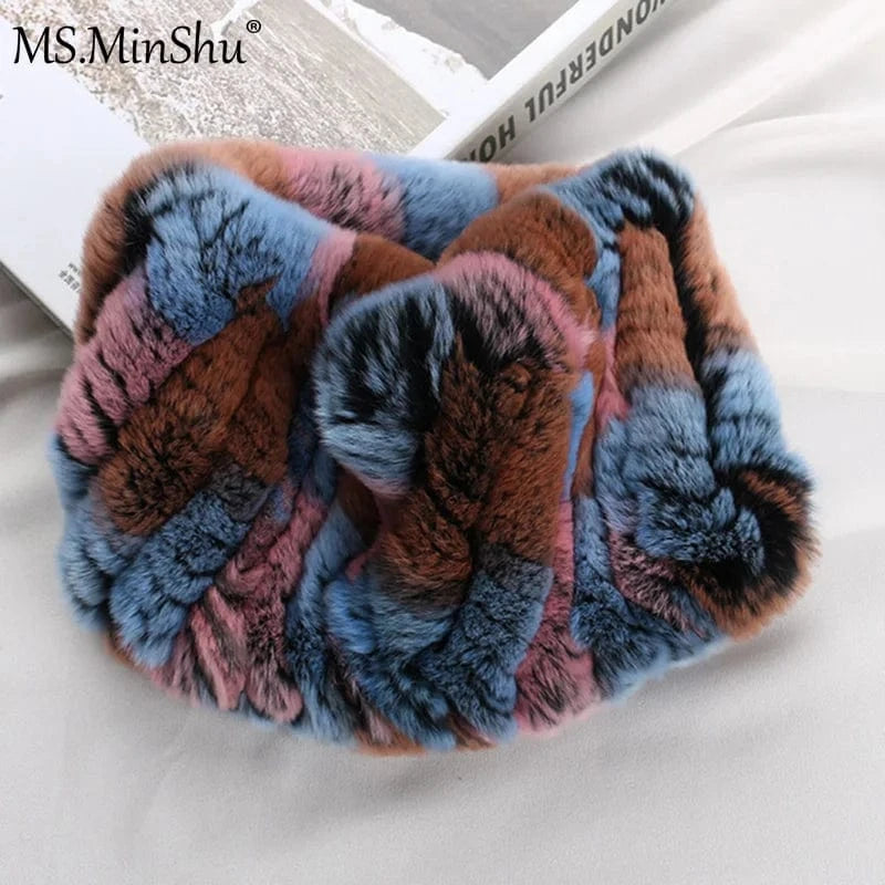 Winter Elastic Neck Ring Ear Warmer Rex Rabbit Fur Headband