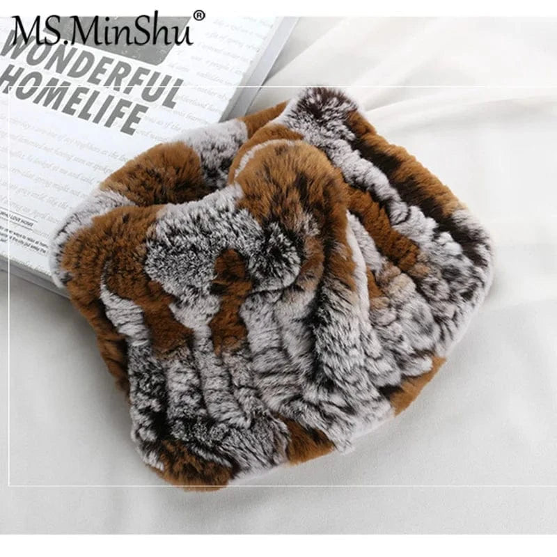 Winter Elastic Neck Ring Ear Warmer Rex Rabbit Fur Headband