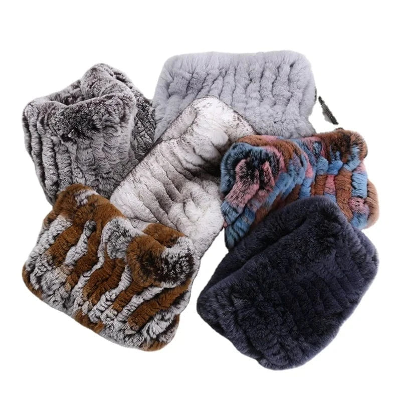 Winter Elastic Neck Ring Ear Warmer Rex Rabbit Fur Headband