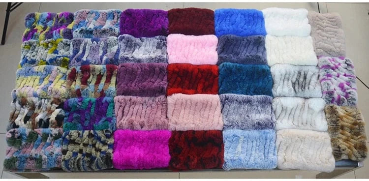Winter Elastic Neck Ring Ear Warmer Rex Rabbit Fur Headband
