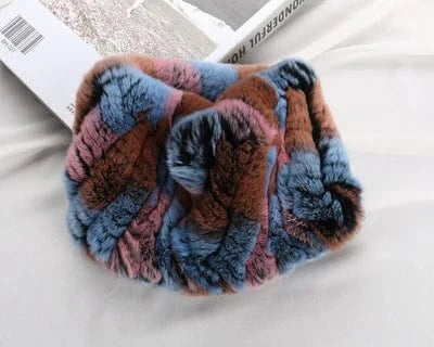 Winter Elastic Neck Ring Ear Warmer Rex Rabbit Fur Headband