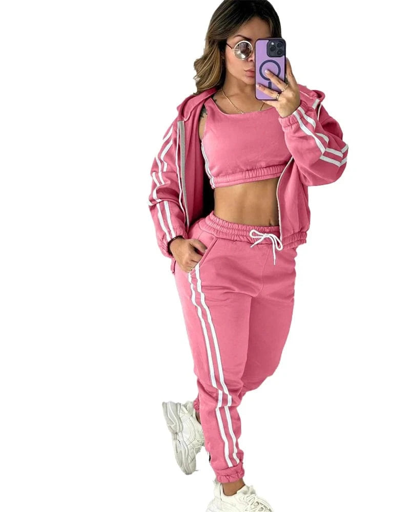 winter fall 2024 ladies casual fleece velvet velour warm clothing 3 piece women active workout set sport tracksuit for women