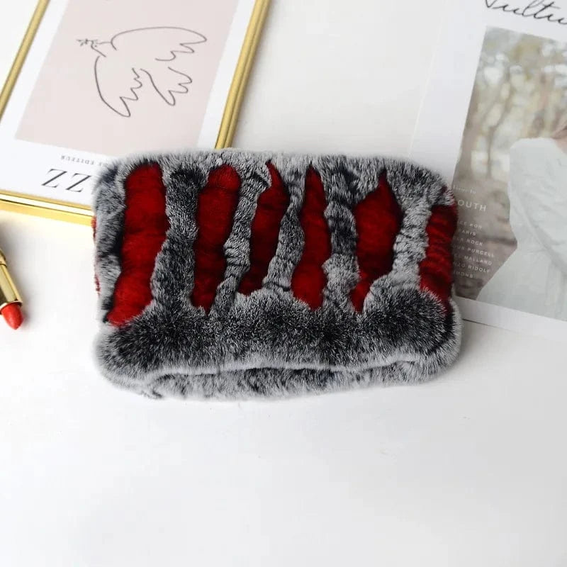 Winter Knit Rex Rabbit Fur Headbands High Elastic Knitted Neck Warmer Scarves for Women