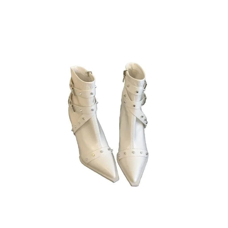 Winter New Brand Women Ankle Boot Fashion Pointed Toe Back Zipper Ladies Short Boot Thin Low Heel Dress Pumps 2024