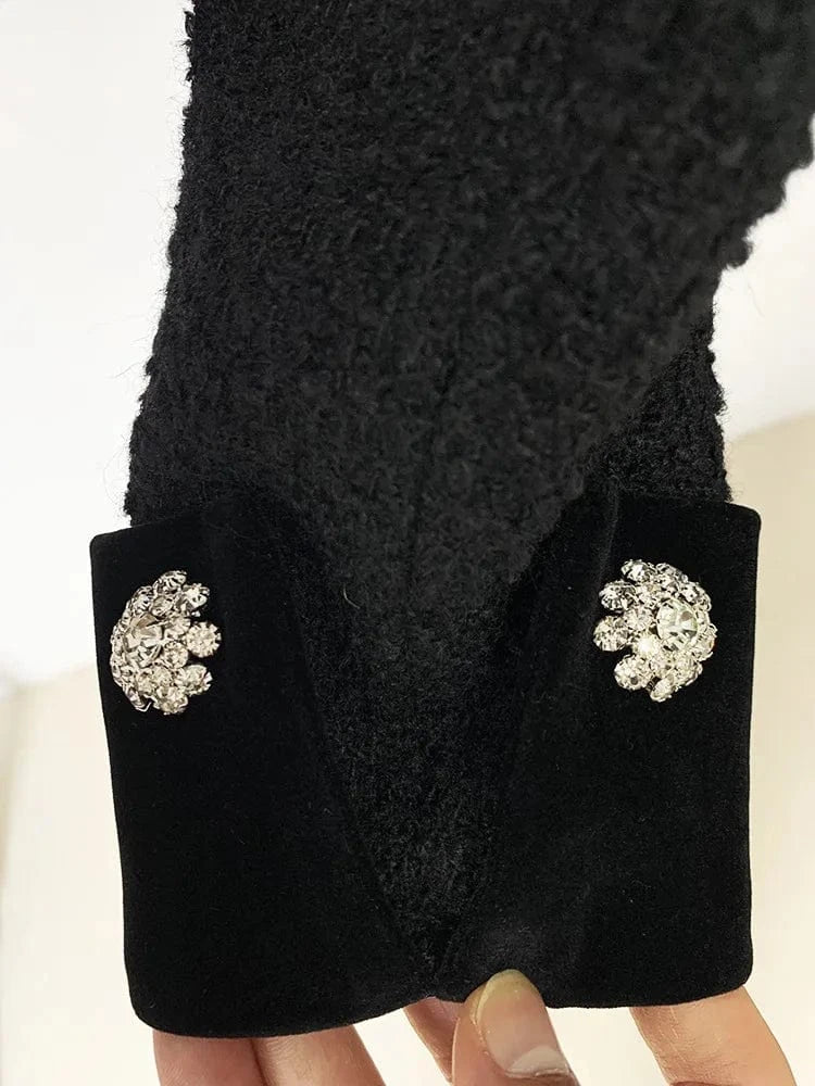 Winter Newest Lady Vintage Trendy Designed Outwear Fine Workmanship Beading Bow Short Jacket Women Coats