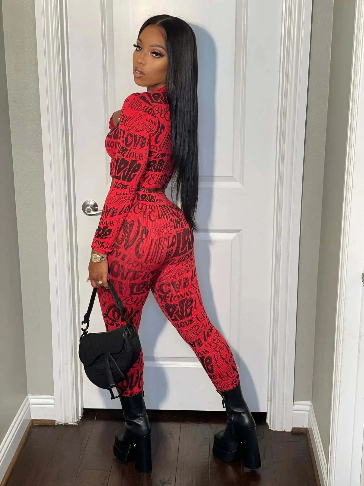 With Stretch Women Clothing Printing 2 Piece Set Casual Outfits Letter Two Piece Pants Set Fall 2022 Women Clothes