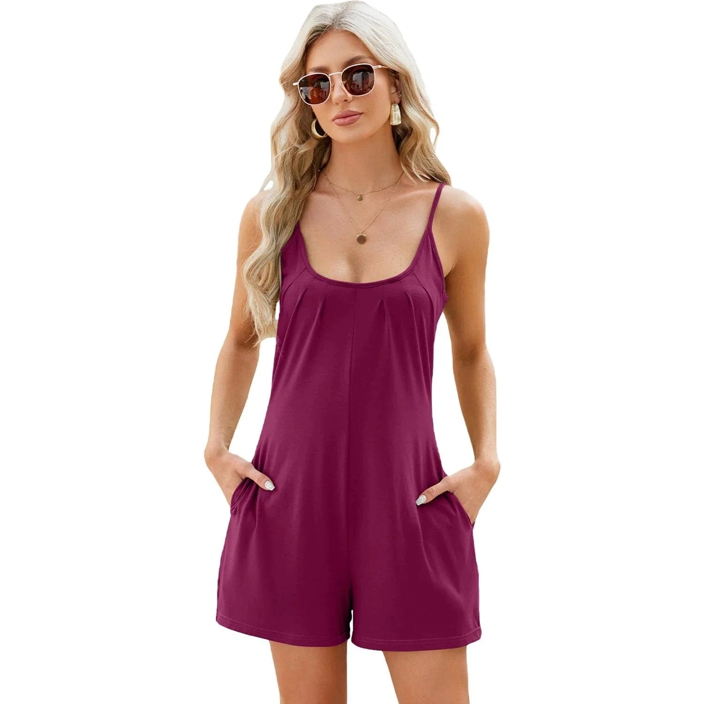 Woman Set 2024 European Suspender Jumpsuit Casual Shorts Spring Summer New Solid Color Jumpsuit