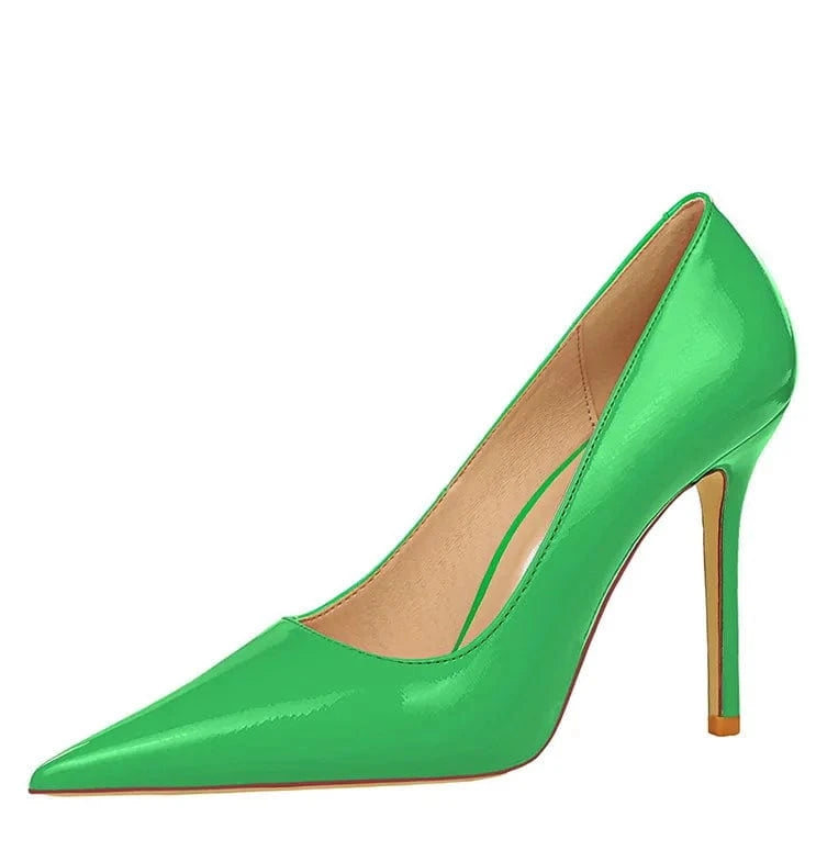 Woman Shiny Patent Leather Women Pumps Weave Fashion Black Green White Shoes Pointy Toe Dress Ladies Prom High Heels Shoes Party