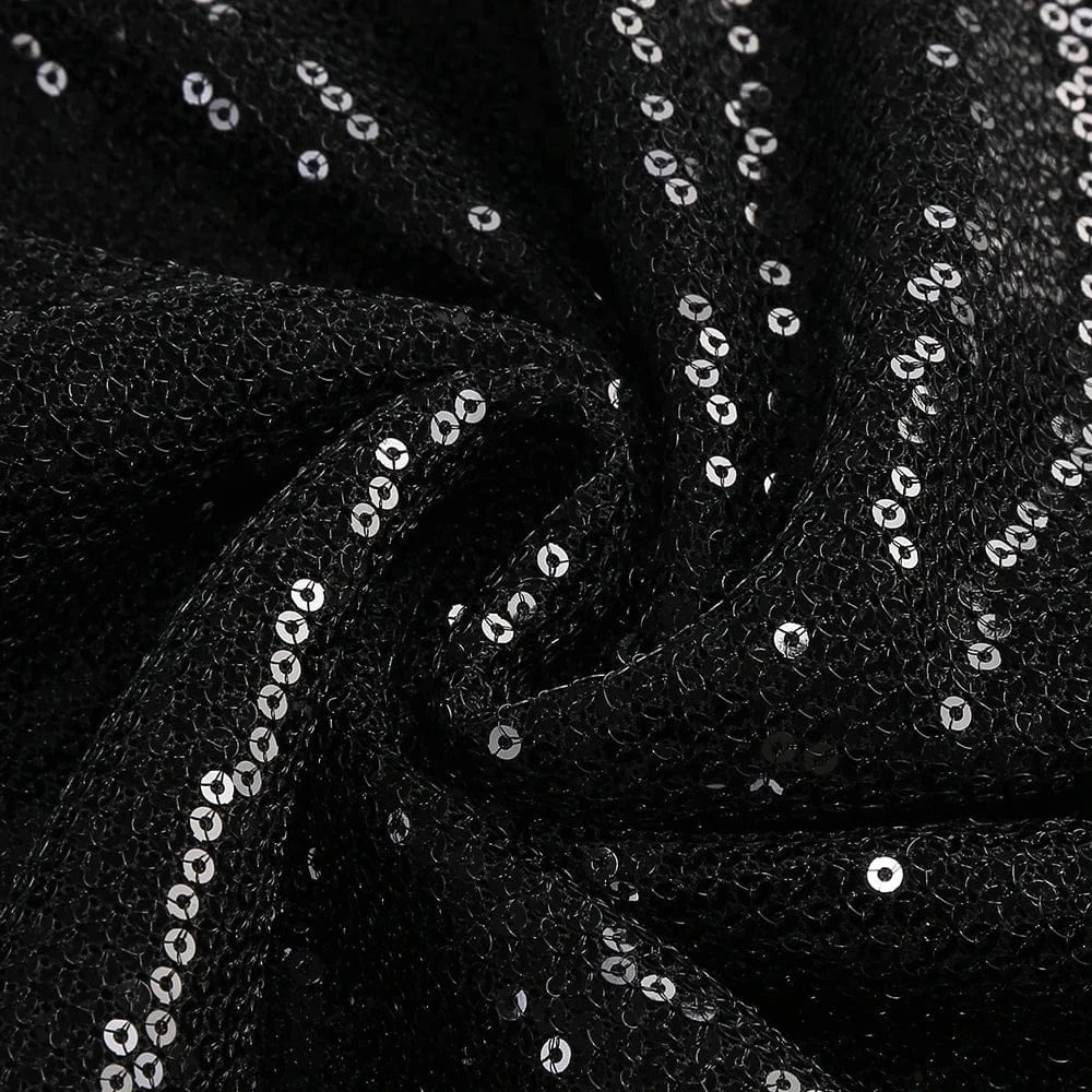 Women 2025 Black Sequin Strapless Mermaid Style Long Dress Hollow out Rose Embellishments Elegant Glamorous Party Evening Gown