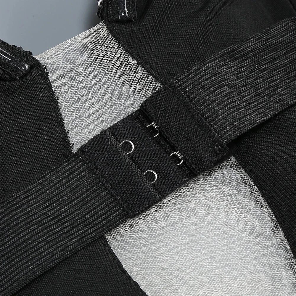 Women 2025 Black Sequin Strapless Mermaid Style Long Dress Hollow out Rose Embellishments Elegant Glamorous Party Evening Gown