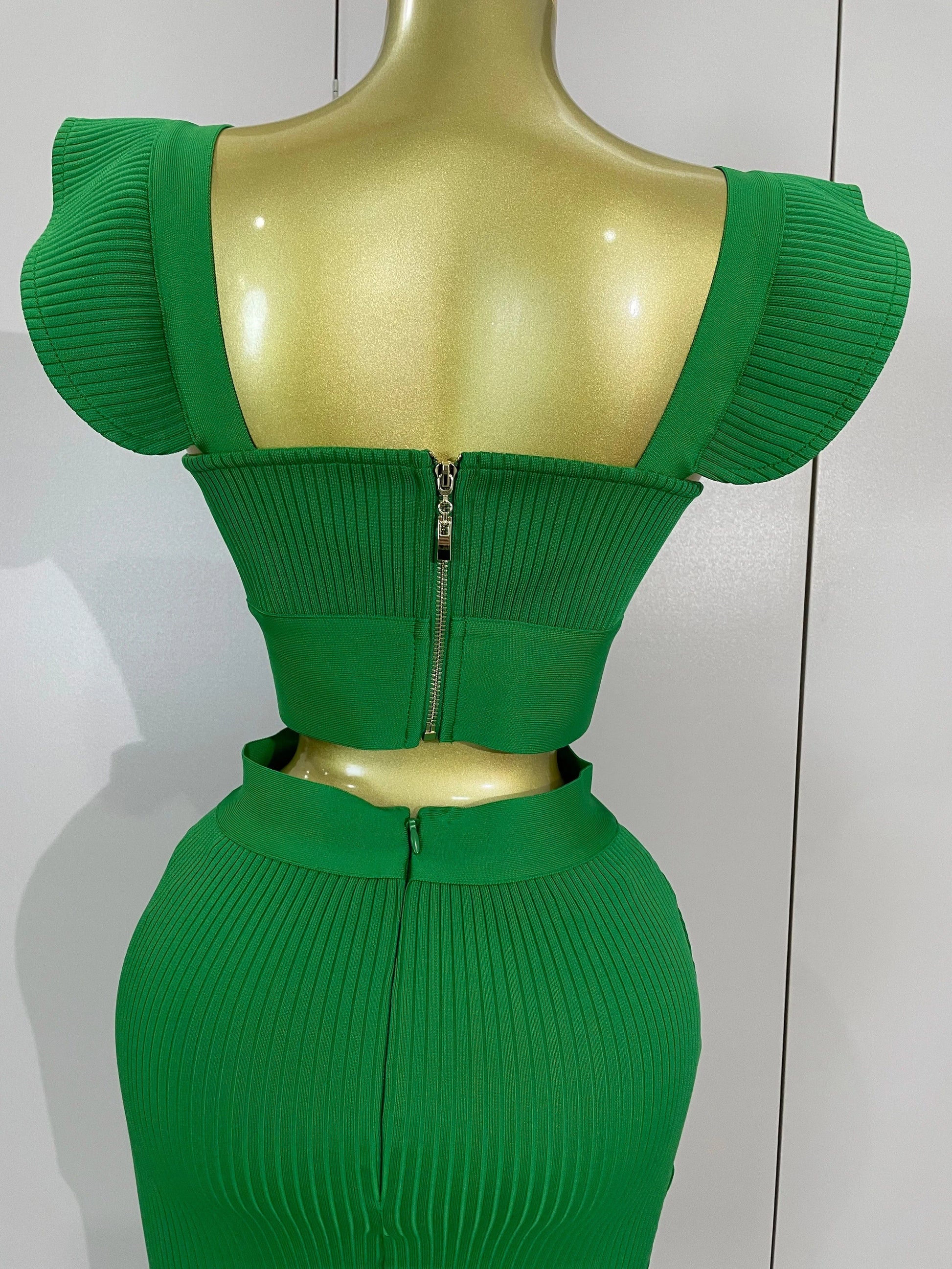 Women 2025 New Sexy Backless Ruffles Red Bandage Two Pices Set 2025 Celebrity Evening Elegance Birthday Party Dress