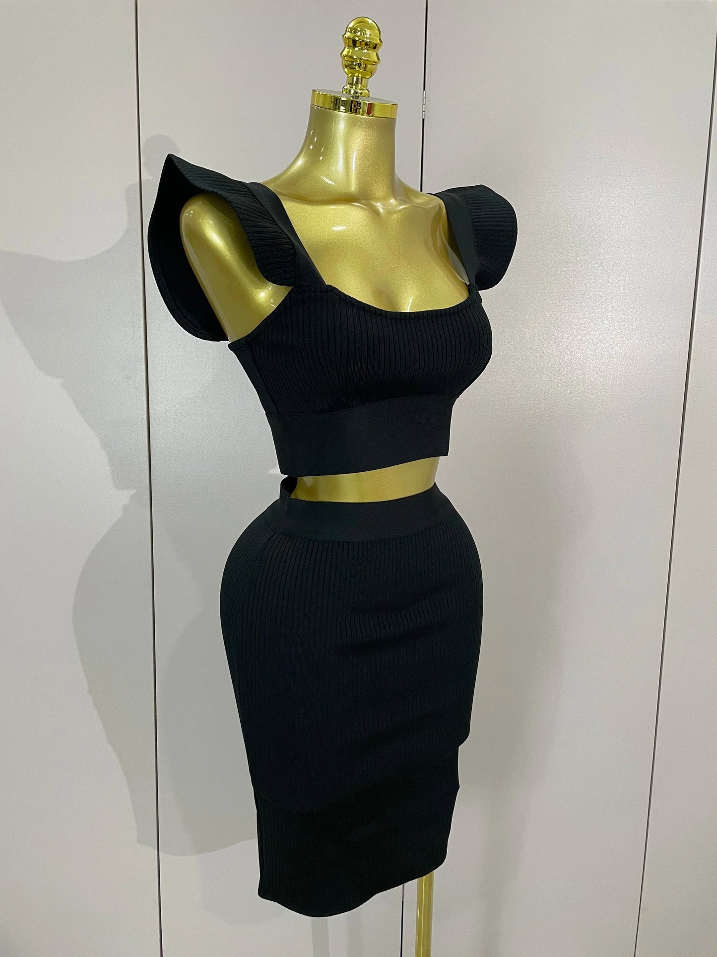 Women 2025 New Sexy Backless Ruffles Red Bandage Two Pices Set 2025 Celebrity Evening Elegance Birthday Party Dress