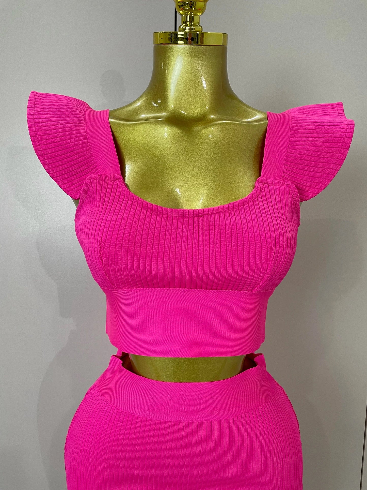 Women 2025 New Sexy Backless Ruffles Red Bandage Two Pices Set 2025 Celebrity Evening Elegance Birthday Party Dress