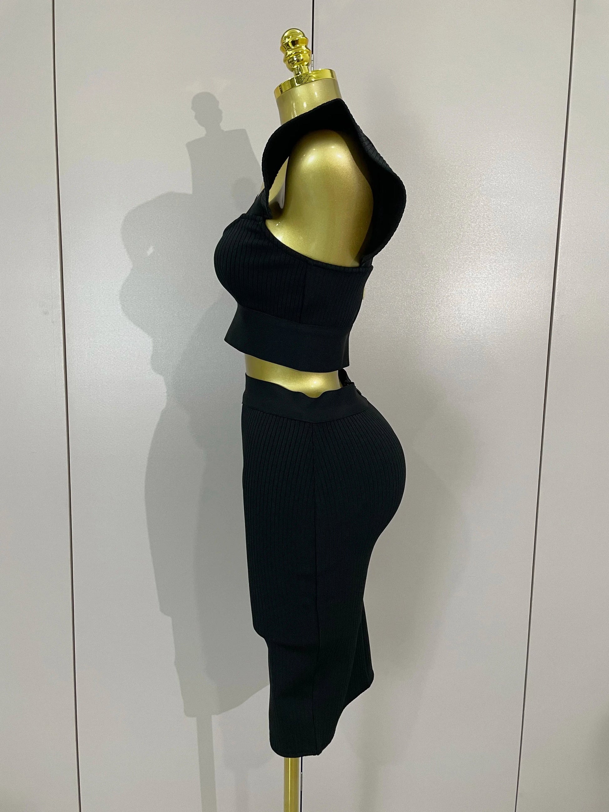 Women 2025 New Sexy Backless Ruffles Red Bandage Two Pices Set 2025 Celebrity Evening Elegance Birthday Party Dress