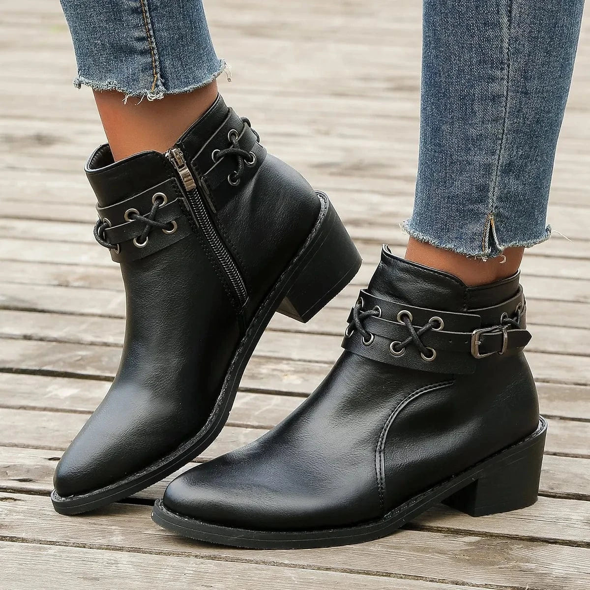 Women Autumn New Low Heel Fashion High Heel Booties Ankle Short Tube Boots Women Platform Plus Size Martin Boots