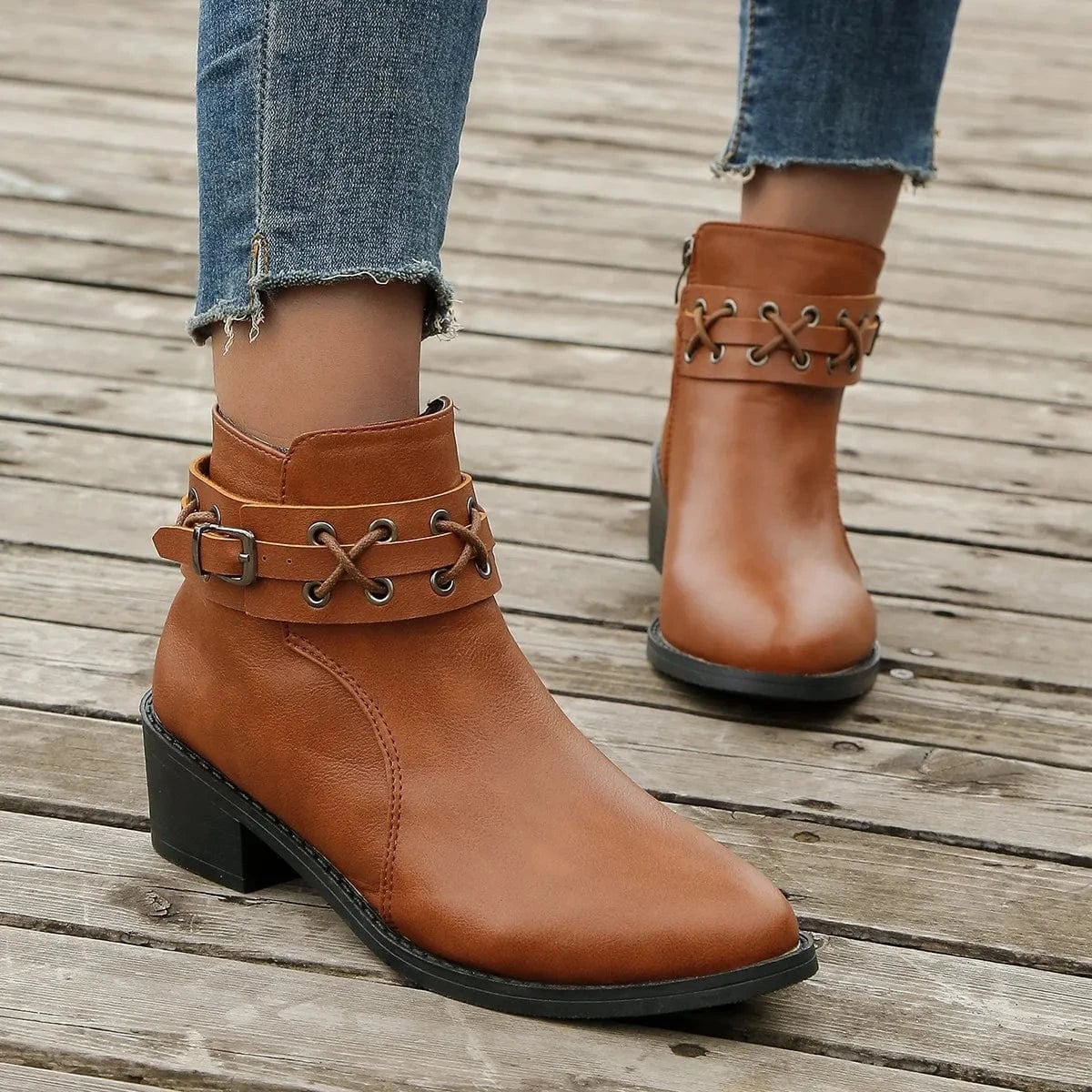 Women Autumn New Low Heel Fashion High Heel Booties Ankle Short Tube Boots Women Platform Plus Size Martin Boots