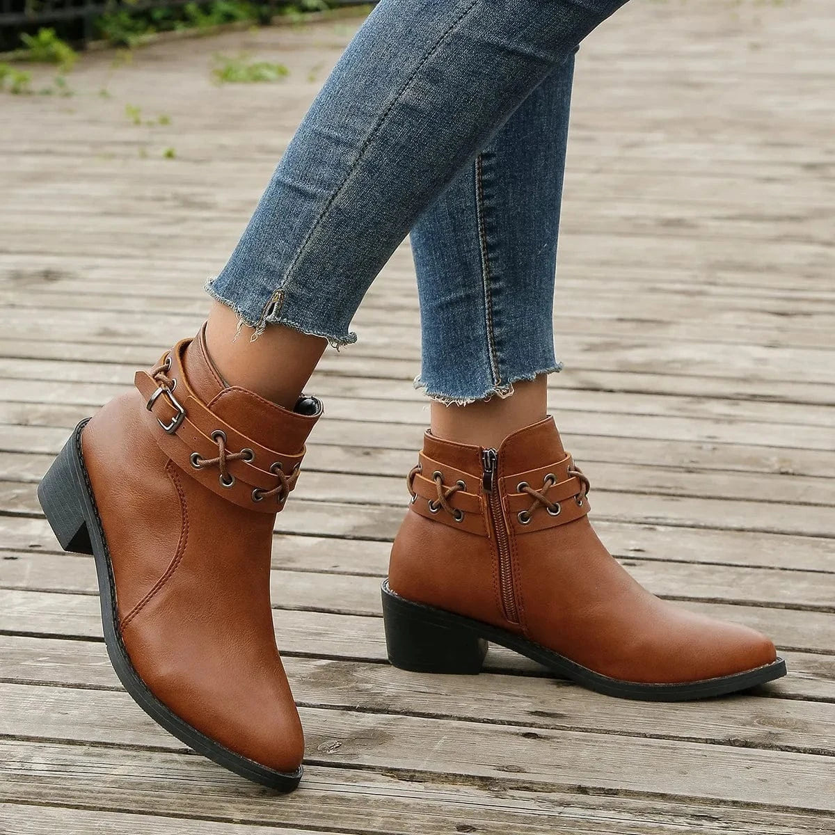 Women Autumn New Low Heel Fashion High Heel Booties Ankle Short Tube Boots Women Platform Plus Size Martin Boots