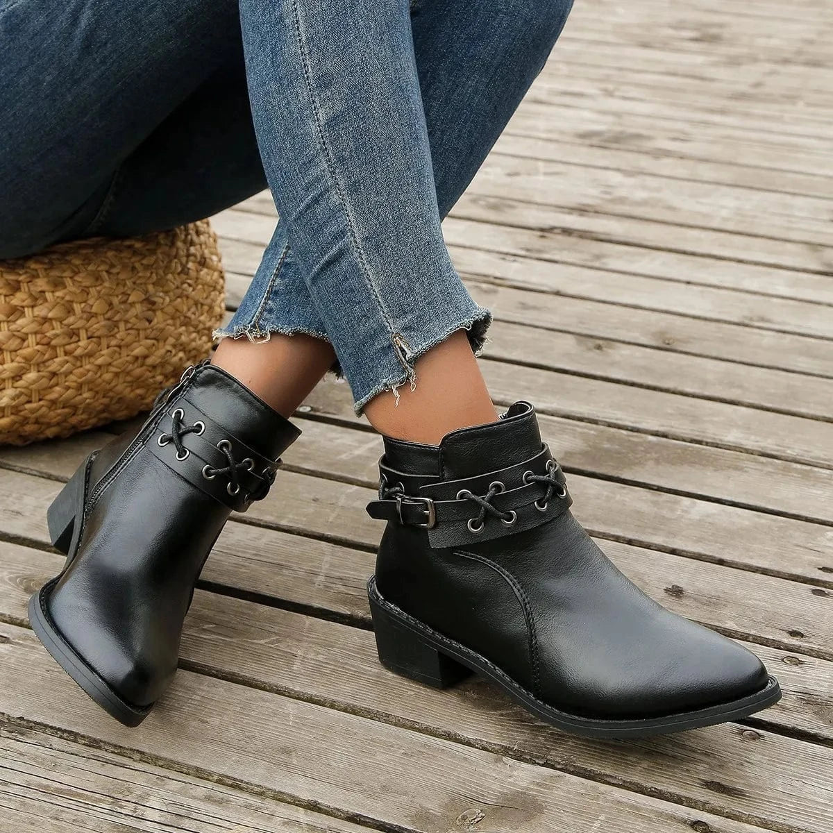 Women Autumn New Low Heel Fashion High Heel Booties Ankle Short Tube Boots Women Platform Plus Size Martin Boots