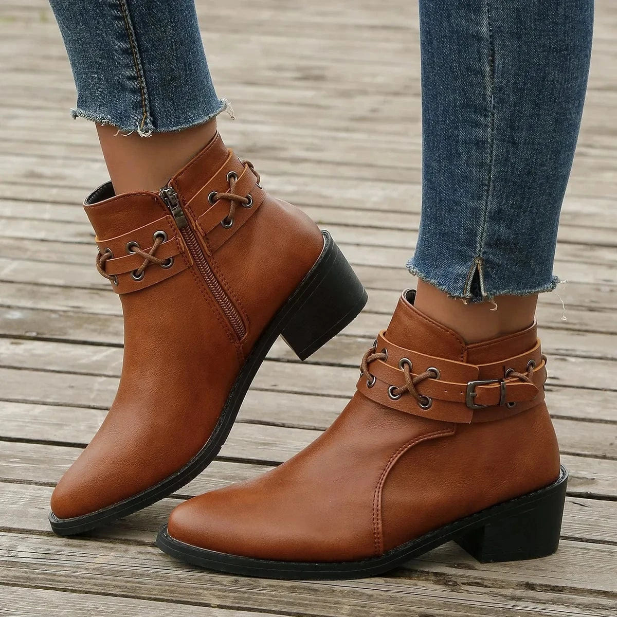 Women Autumn New Low Heel Fashion High Heel Booties Ankle Short Tube Boots Women Platform Plus Size Martin Boots