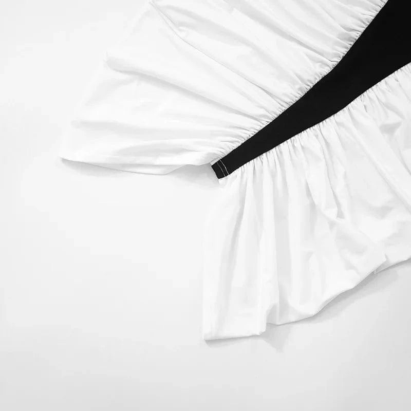 Women Black and White Patchwork Sleeveless Dresses 2025 Summer Luxury Midnight Club Party Gown Halter Backless Ruched Midi Dress