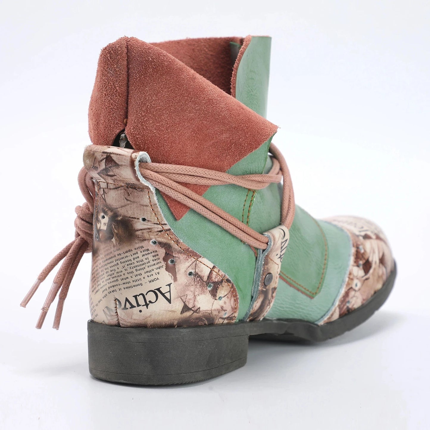 Women Boots Plus Size Spring Ankle Boots Lace Up Short Knight Leather Shoes