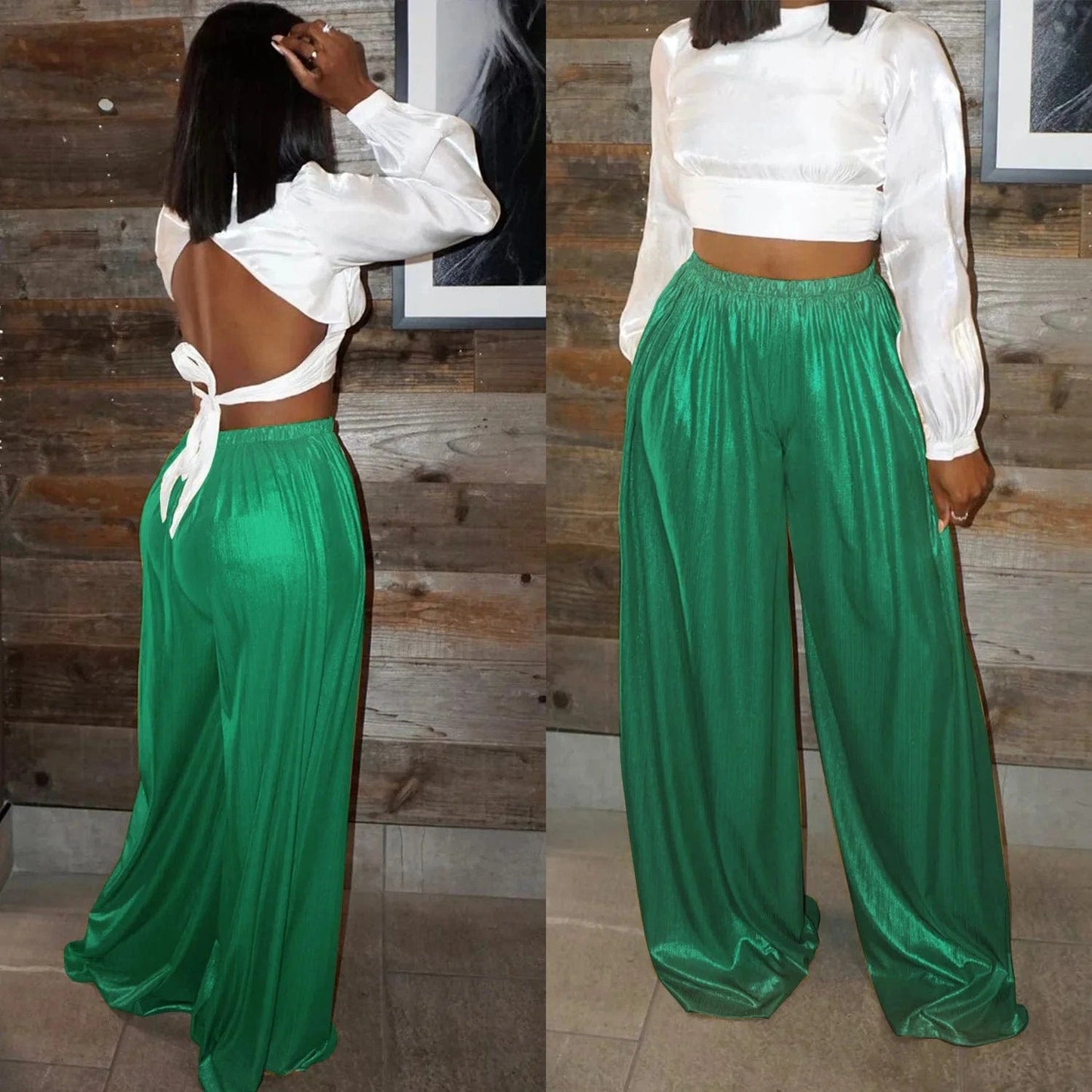 Women boutique clothes women's wide leg pants fashion flare pants ladies trousers&pants for plus size women