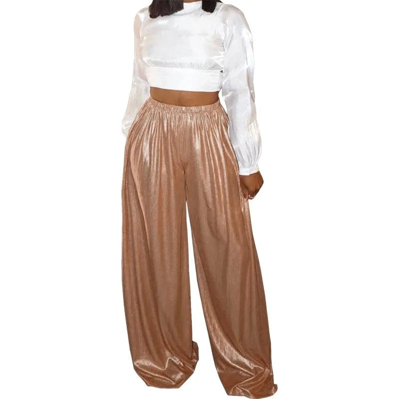 Women boutique clothes women's wide leg pants fashion flare pants ladies trousers&pants for plus size women