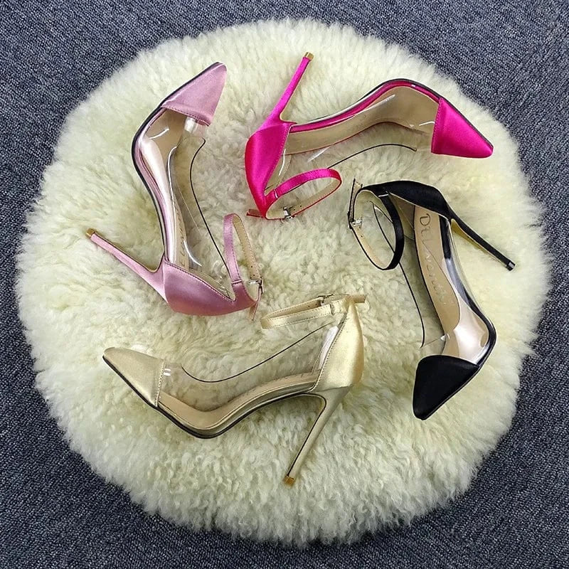 Women Branded New Style Women's High Heel Pointed Toe Color Matching Belt Buckle Fashion Shoes Stilettos 502-1 DEleventh shoes