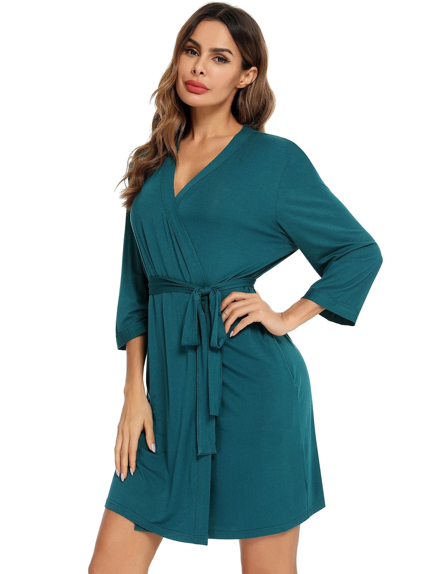 women bride robes luxury sexy V-neck sleeve Spandex cotton kimono plus size robes