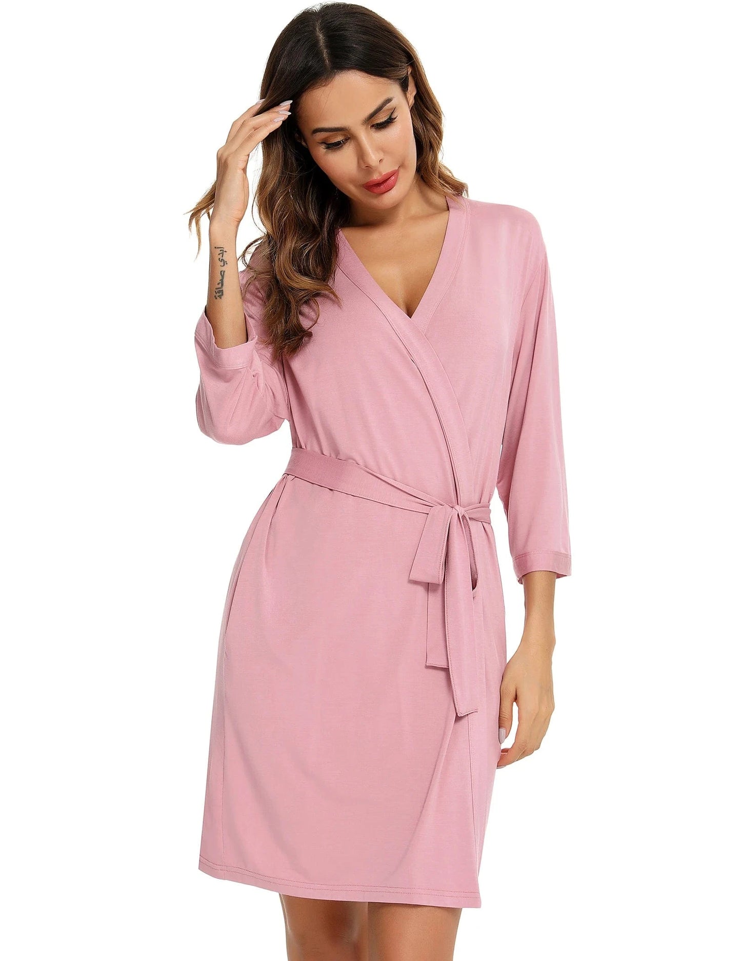 women bride robes luxury sexy V-neck sleeve Spandex cotton kimono plus size robes