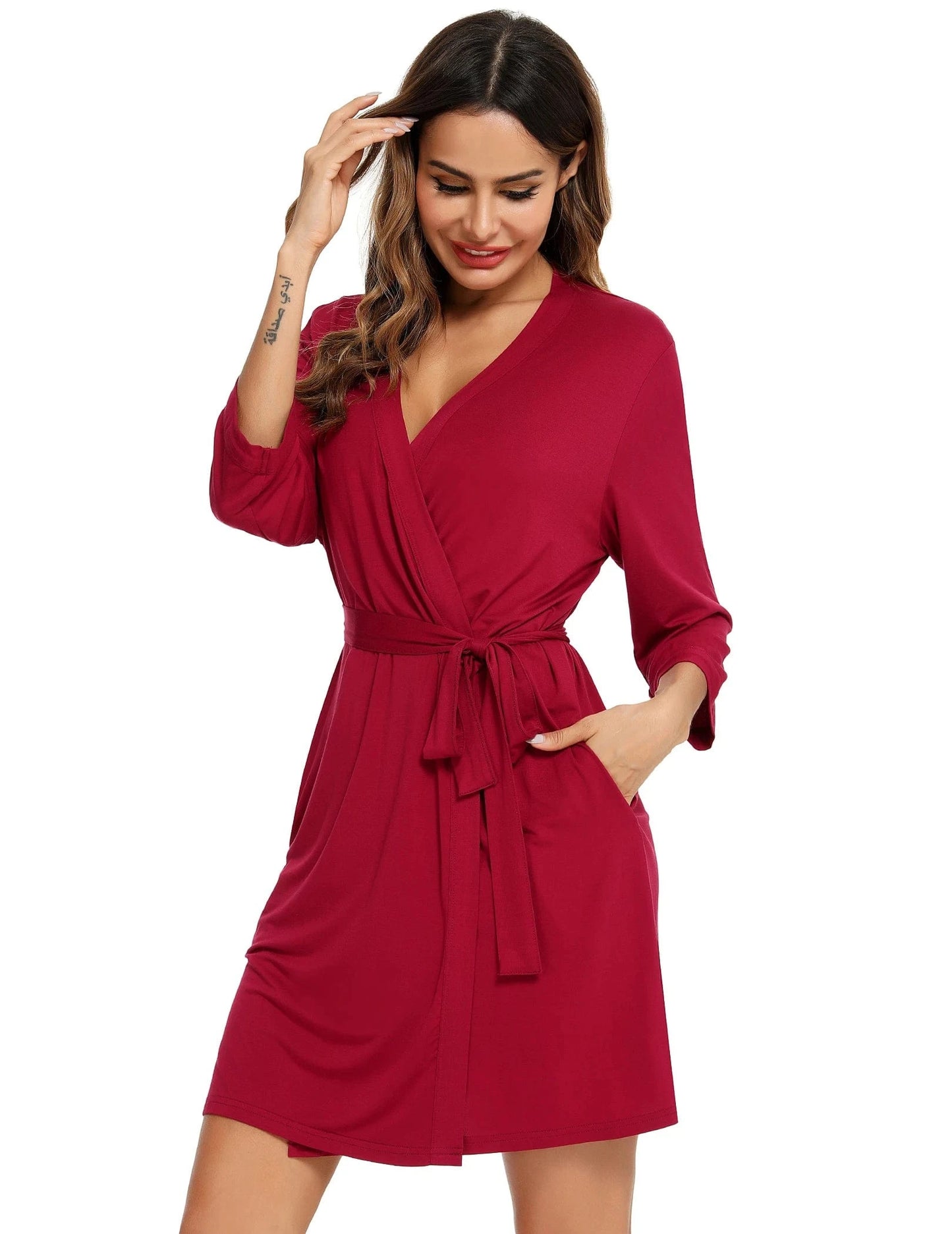 women bride robes luxury sexy V-neck sleeve Spandex cotton kimono plus size robes