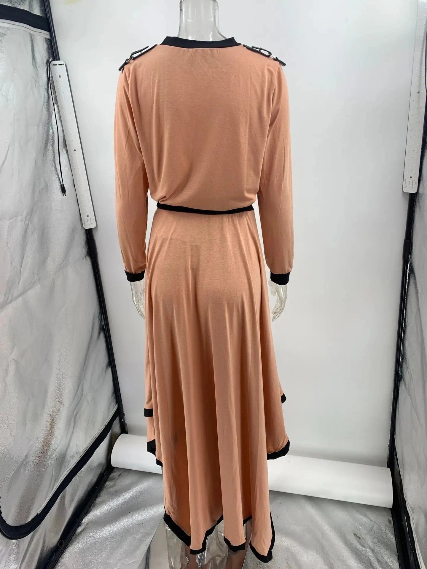 Women Casual Long Sleeve 2Pc Set Fashion Color Blocked Loose 2Pc Outfits Elegant O-neck Pullover Top & lrregular Long Skirt Suit