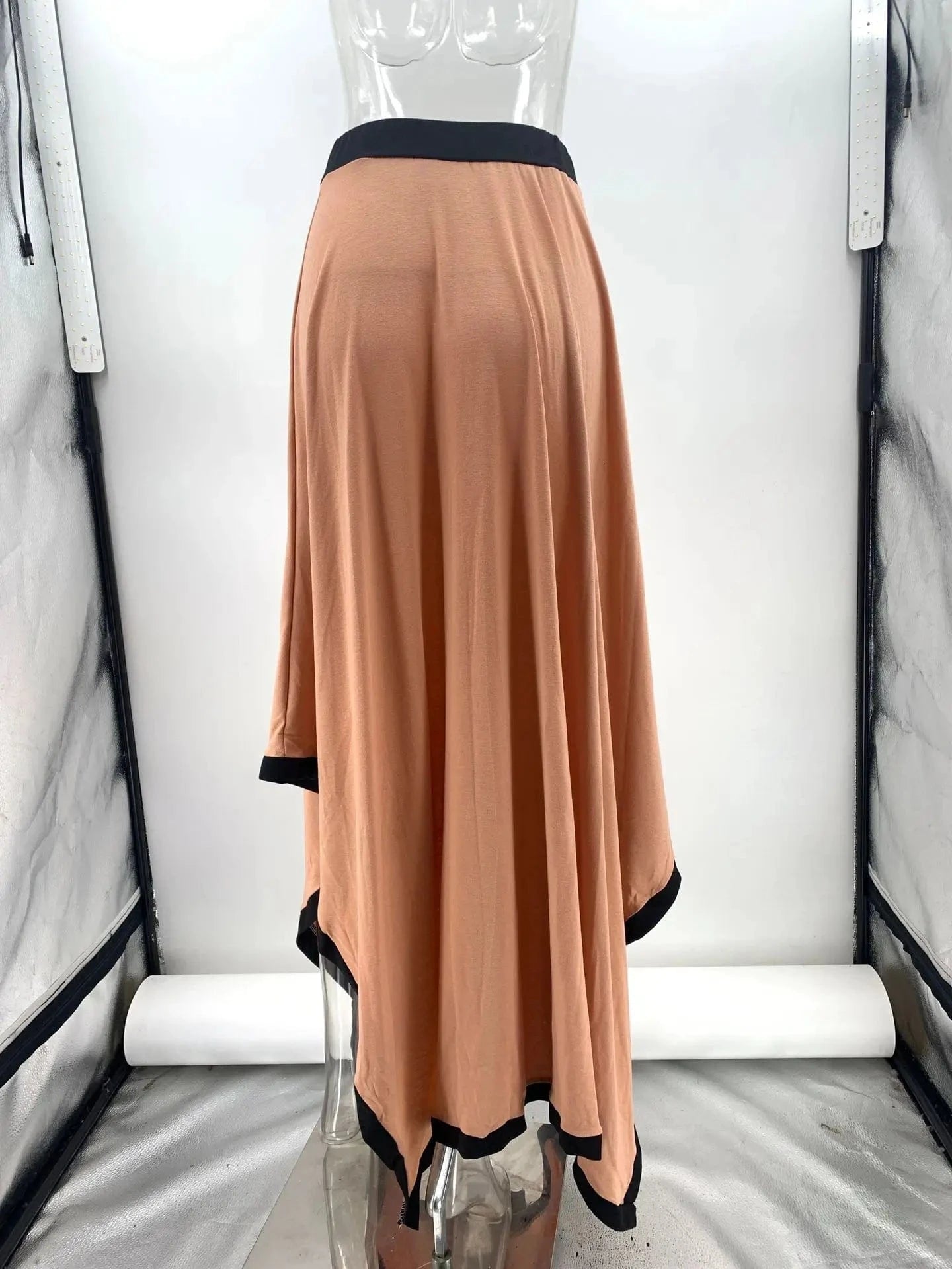 Women Casual Long Sleeve 2Pc Set Fashion Color Blocked Loose 2Pc Outfits Elegant O-neck Pullover Top & lrregular Long Skirt Suit