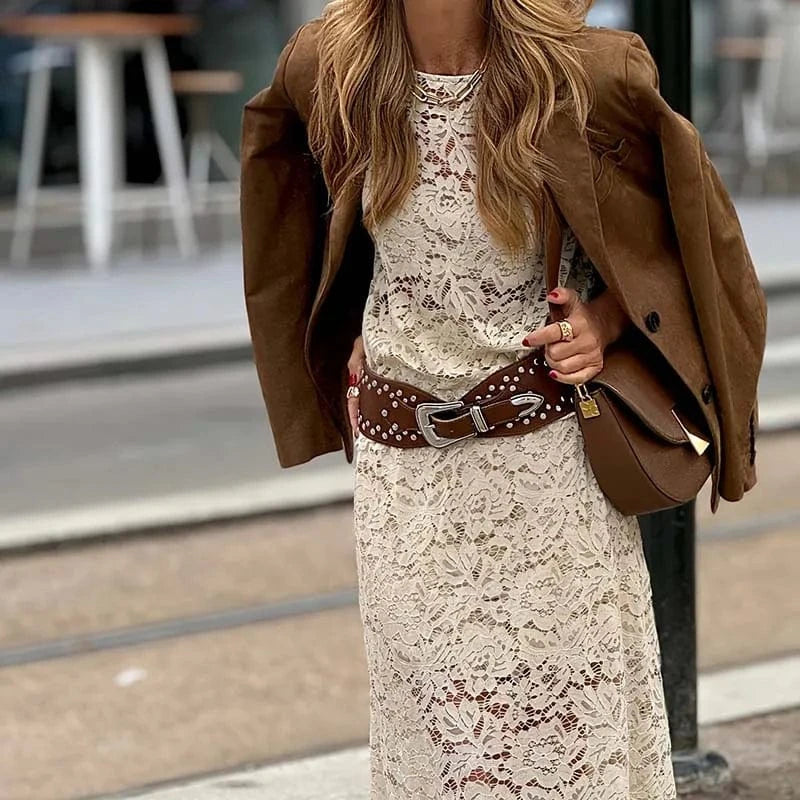 Women Casual Long Sleeve Solid Party Outfits Elegant Lace Embroidery Slim Two Piece Suits Fashion O-neck Tops & Half Skirt Set