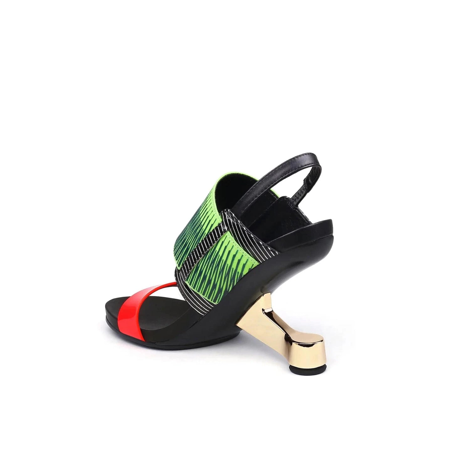 Women Casual Sandals Fashion Color Patchwork T-strap Shoes Hollow Out Ankle Strap High Heel Sandals For Ladies Outdoor Sandalias